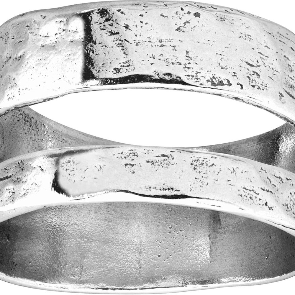 Stylish .925 Sterling Silver Two Band Ring - Size 10 For Everyday Elegance